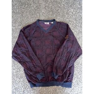 Vintage Slazenger Golf Windbreaker Pullover V Neck Large Maroon‎ Green Checker
